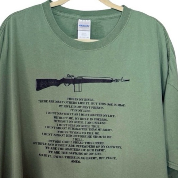 Vintage Rifleman’s Creed T-Shirt Men’s Army Green 4XL Gilden Cotton RARE - Picture 2 of 5